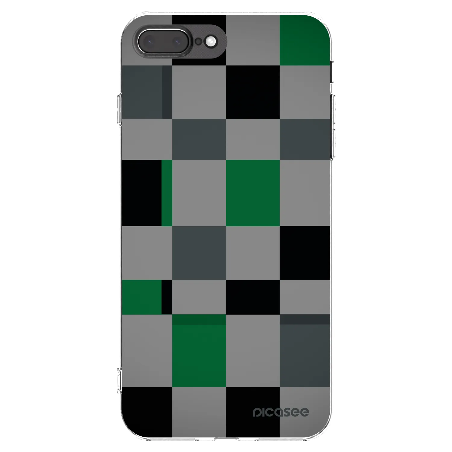 Picasee Apple iPhone 8 Plus Hülle - Transparentes Silikon - Block Grid