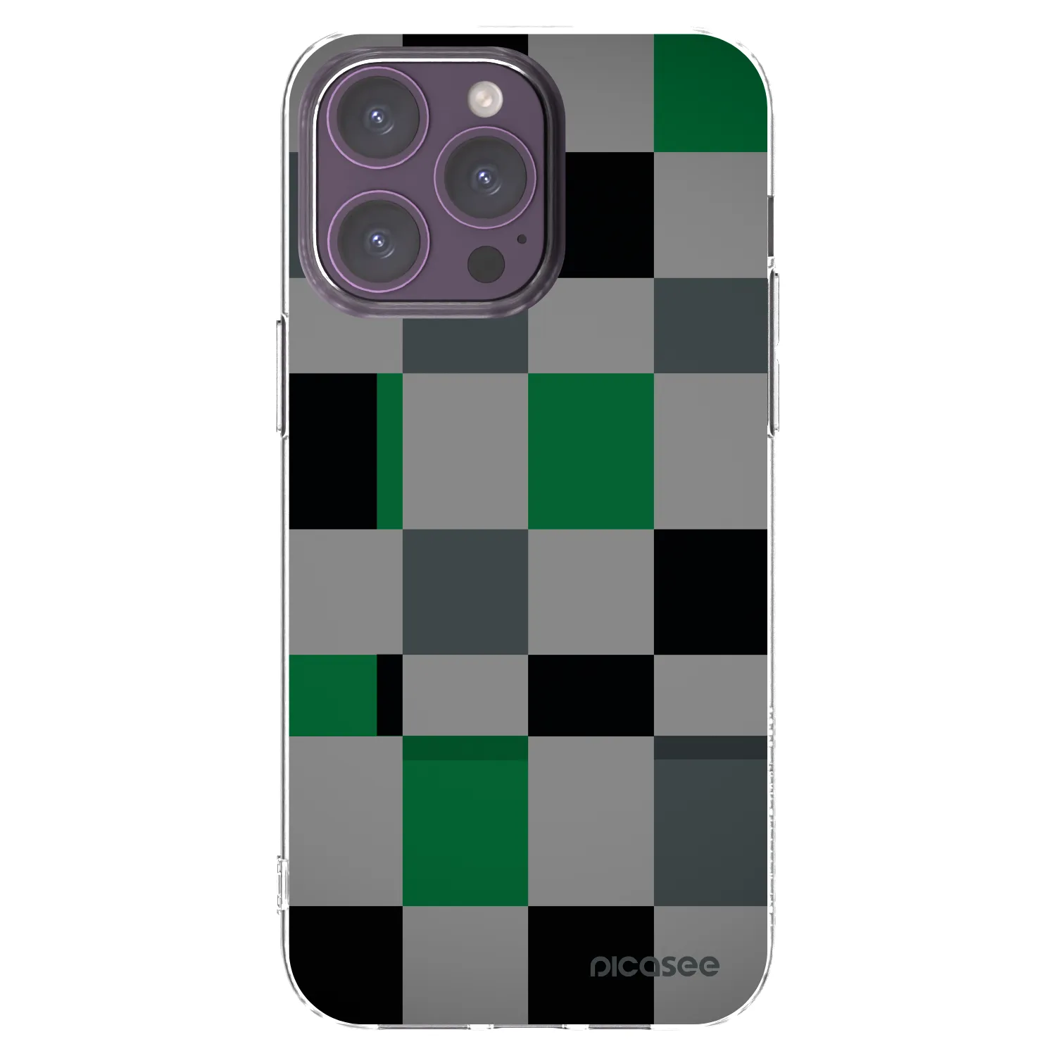 Picasee Apple iPhone 14 Pro Max Hülle - Transparentes Silikon - Block Grid