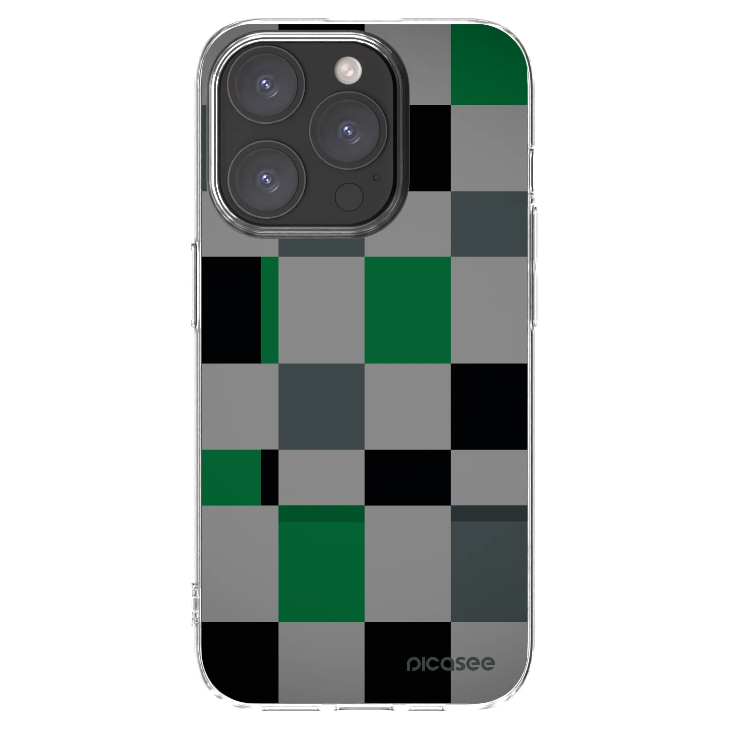 Picasee Apple iPhone 15 Pro Hülle - Transparentes Silikon - Block Grid