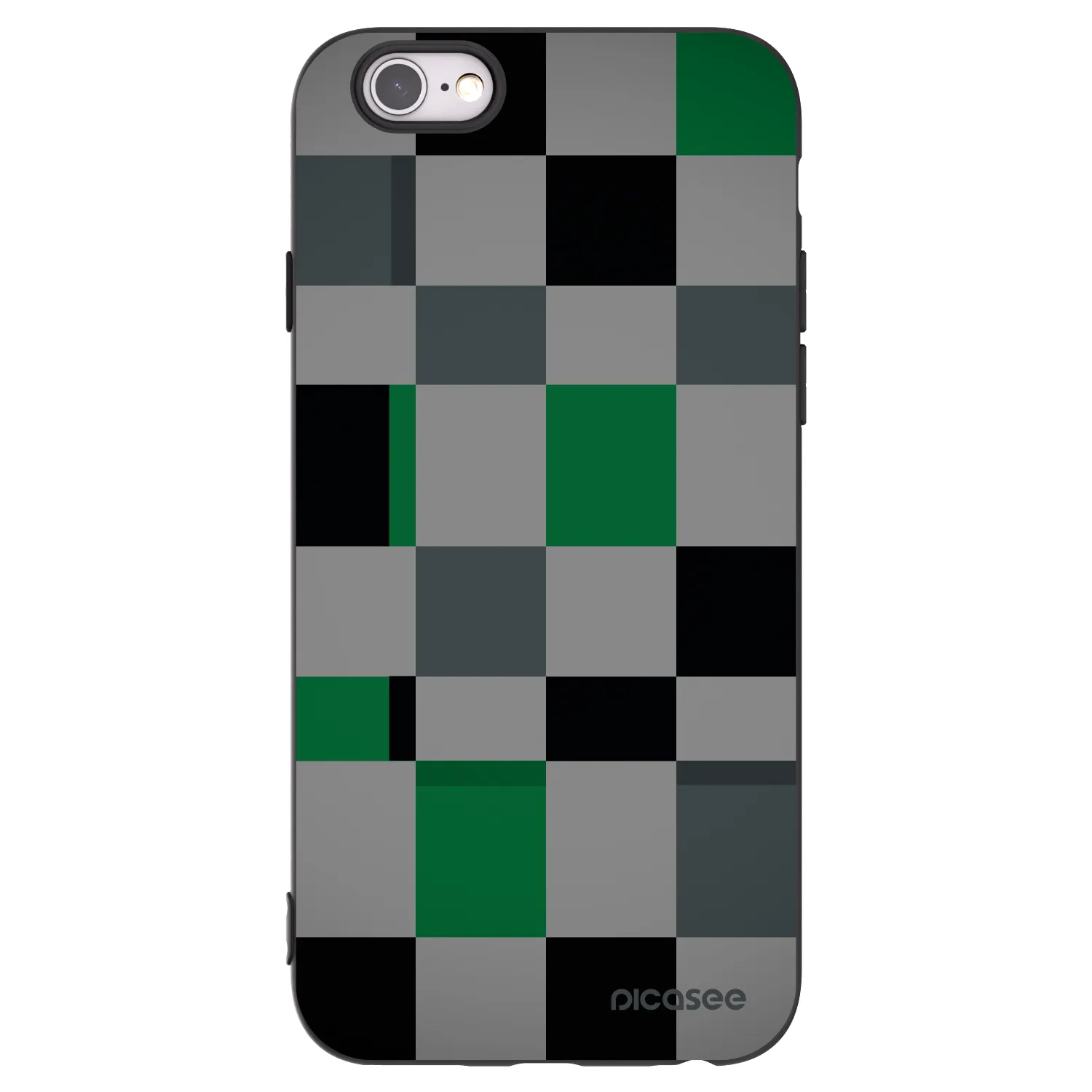 Picasee Apple iPhone 6/6S Hülle - Schwarzes Silikon - Block Grid