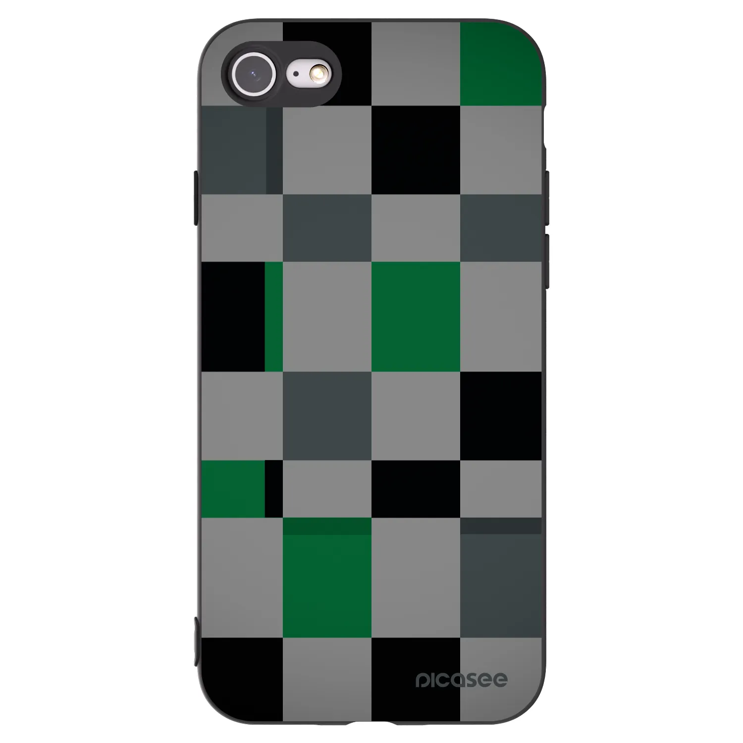 Picasee Apple iPhone 7 Hülle - Schwarzes Silikon - Block Grid