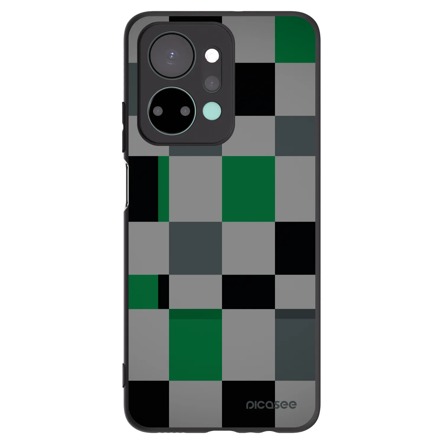 Picasee Honor X7a Hülle - Schwarzes Silikon - Block Grid