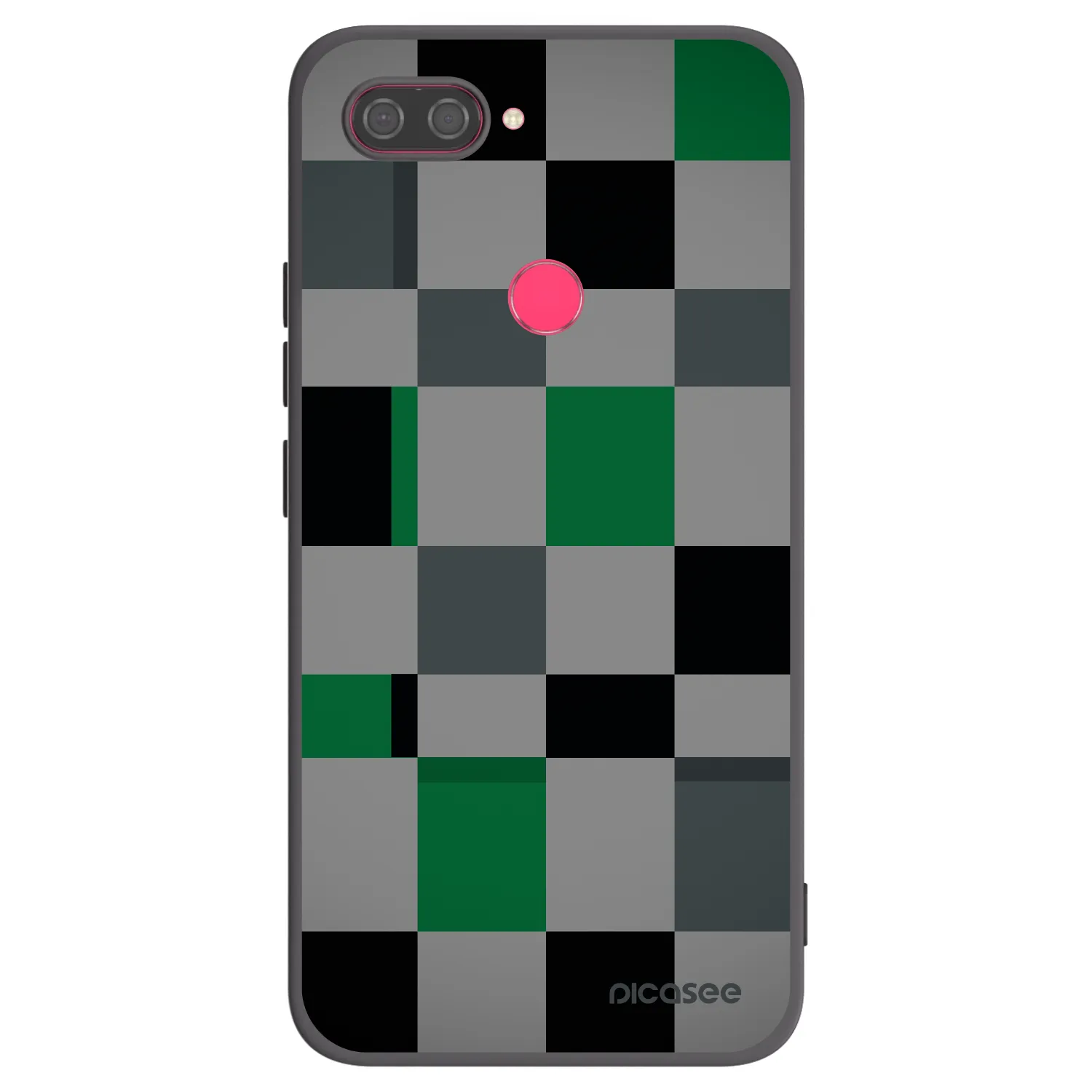 Picasee Xiaomi Mi 8 Lite Hülle - Schwarzes Silikon - Block Grid