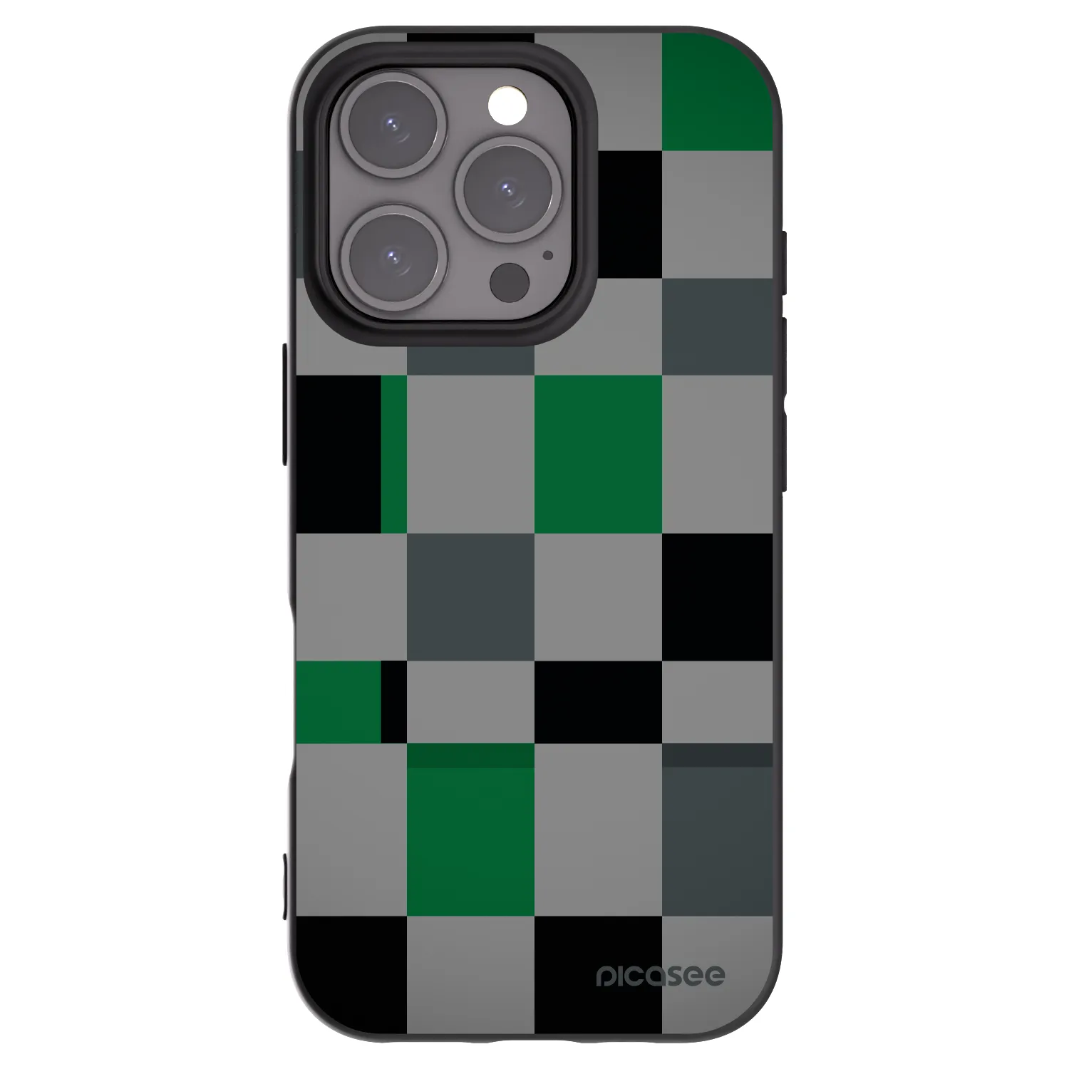 Picasee Apple iPhone 16 Pro Hülle - Schwarzes Silikon - Block Grid