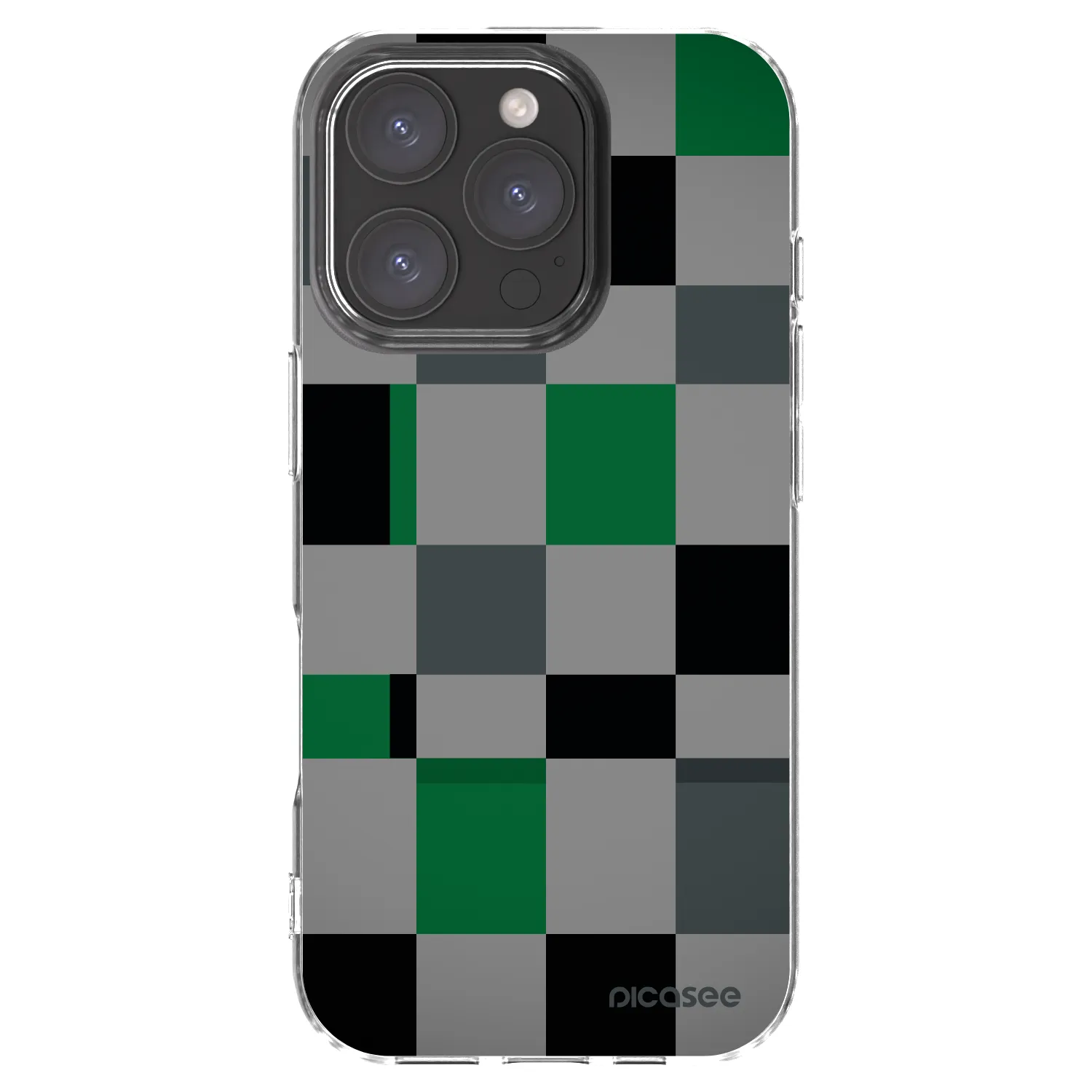 Picasee Apple iPhone 16 Pro Hülle - Transparentes Silikon - Block Grid