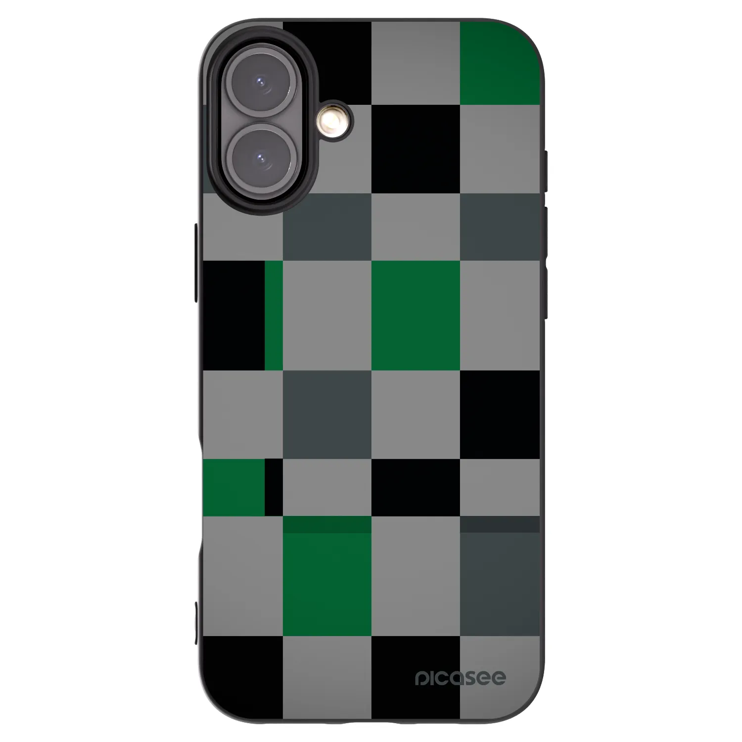 Picasee Apple iPhone 16 Plus Hülle - Schwarzes Silikon - Block Grid