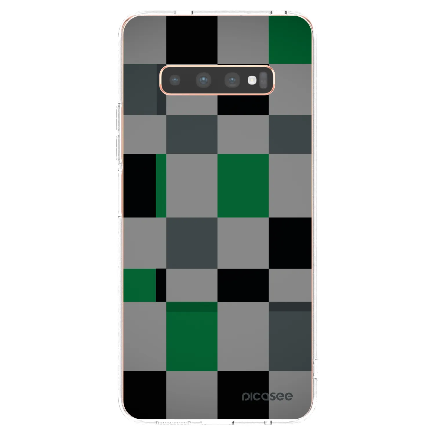 Picasee Samsung Galaxy S10 Plus G975 Hülle - Transparentes Silikon - Block Grid