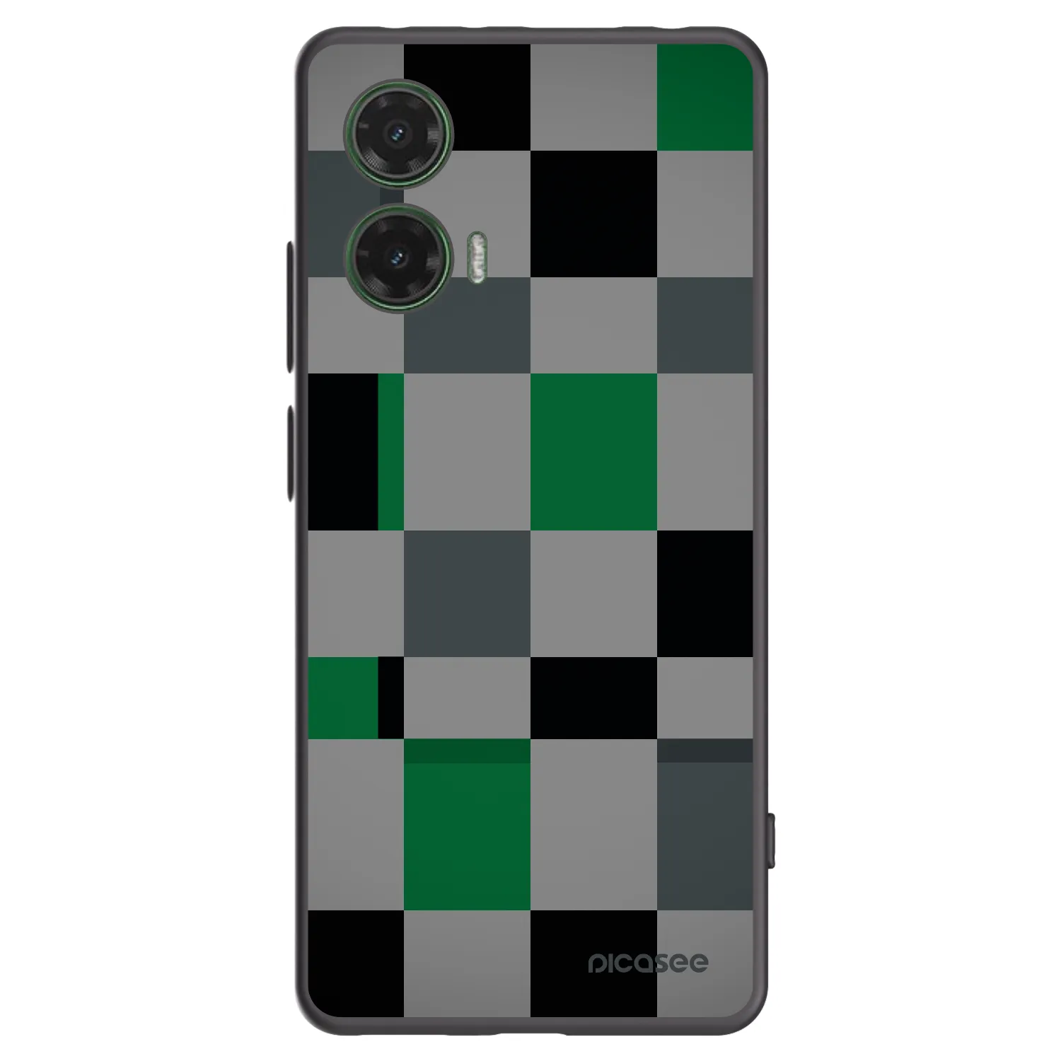 Picasee Motorola Moto G35 5G Hülle - Schwarzes Silikon - Block Grid