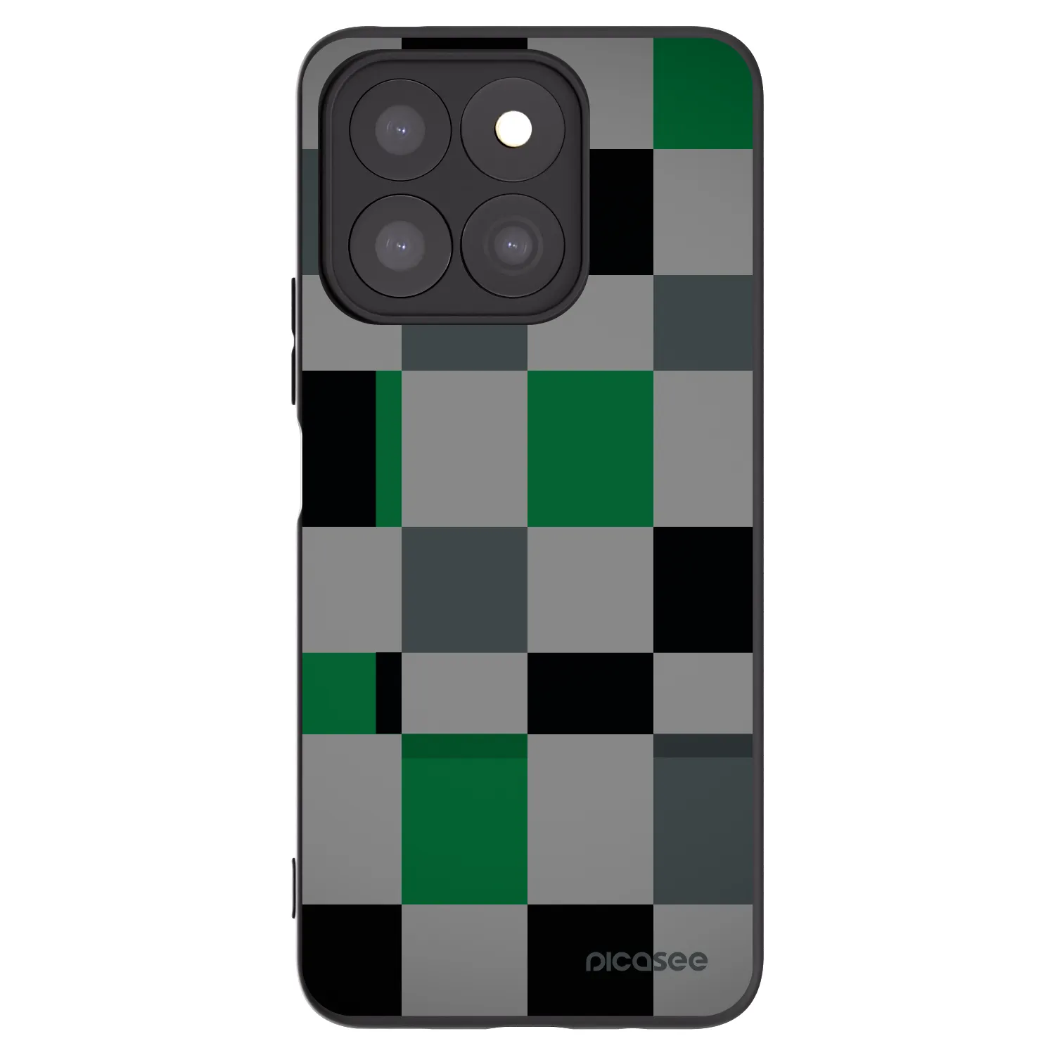Picasee Honor X8c Hülle - Schwarzes Silikon - Block Grid