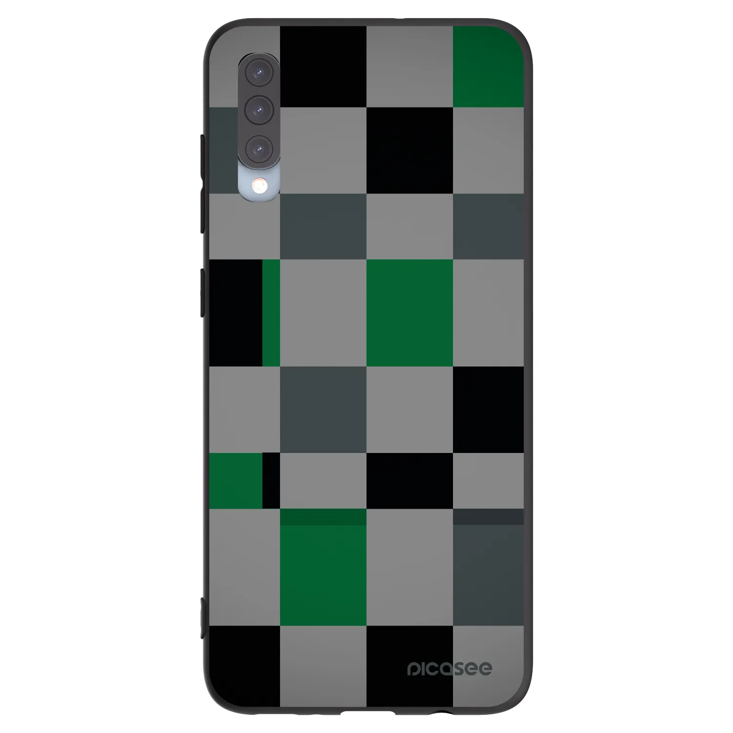 Picasee Samsung Galaxy A70 A705F Hülle - Schwarzes Silikon - Block Grid