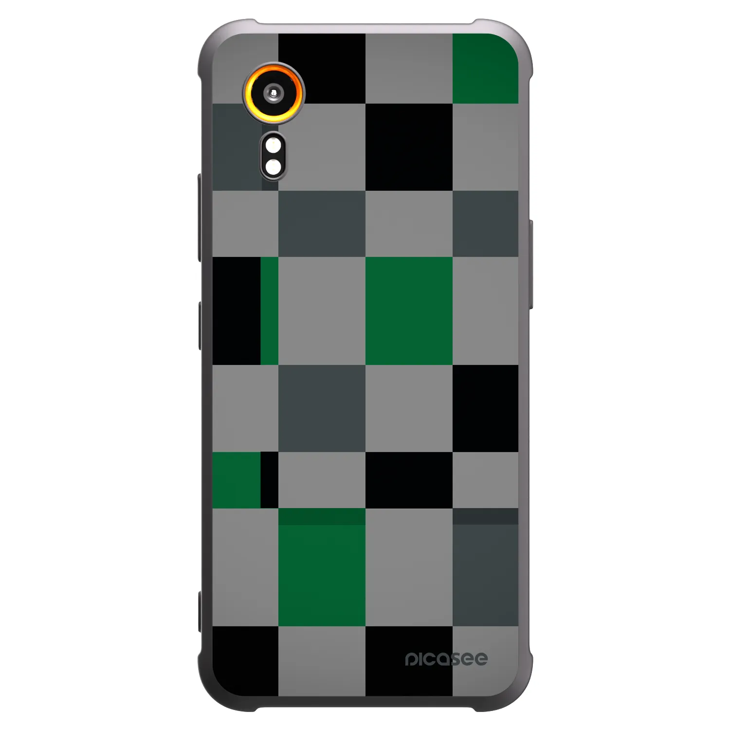 Picasee Samsung Galaxy Xcover 7 Hülle - Schwarzes Silikon - Block Grid