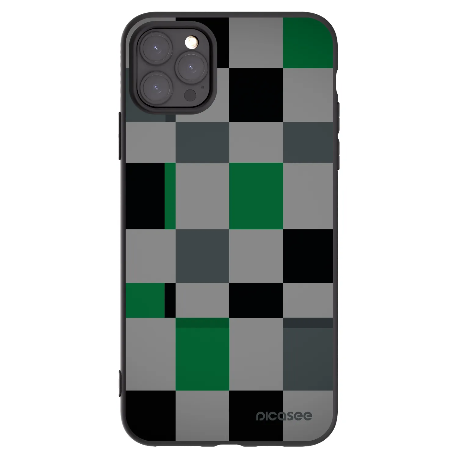 Picasee Apple iPhone 11 Pro Max Hülle - Schwarzes Silikon - Block Grid