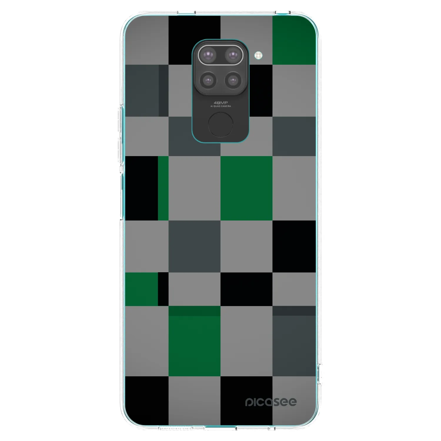 Picasee Xiaomi Redmi Note 9 Hülle - Schwarzes Silikon - Block Grid