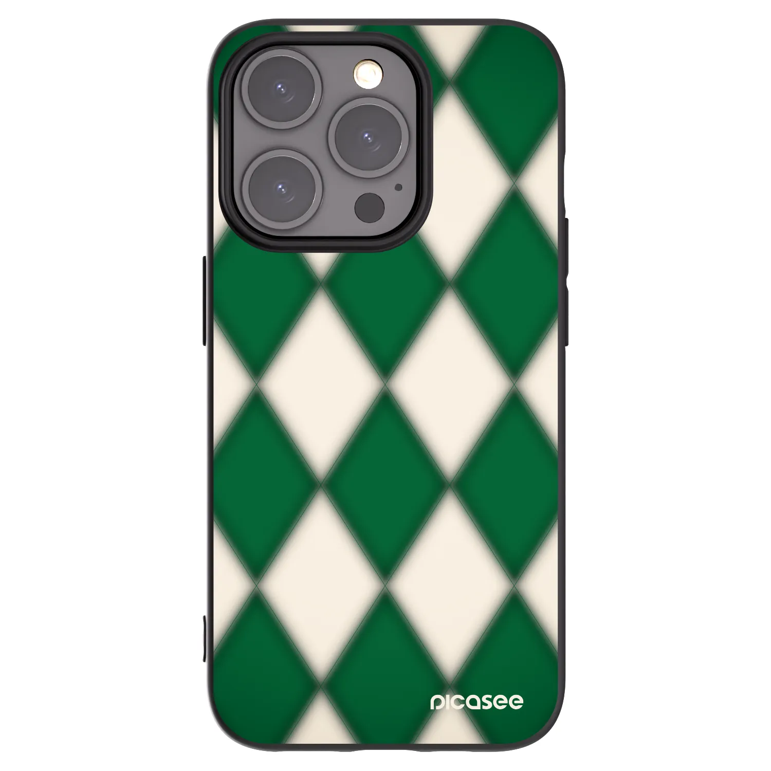 Picasee Apple iPhone 15 Pro Hülle - Schwarzes Silikon - Emerald Diamond