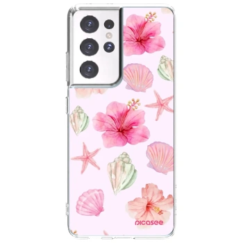 Picasee Samsung Galaxy S21 Ultra 5G G998B Hülle - Transparentes Silikon - Blush Lagoon