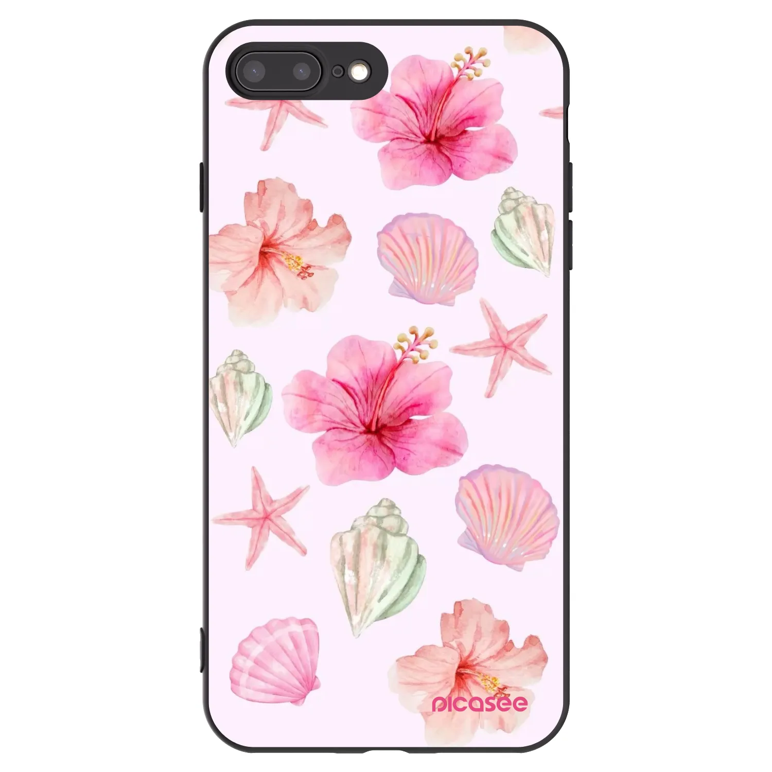 Picasee Apple iPhone 8 Plus Hülle - Schwarzes Silikon - Blush Lagoon