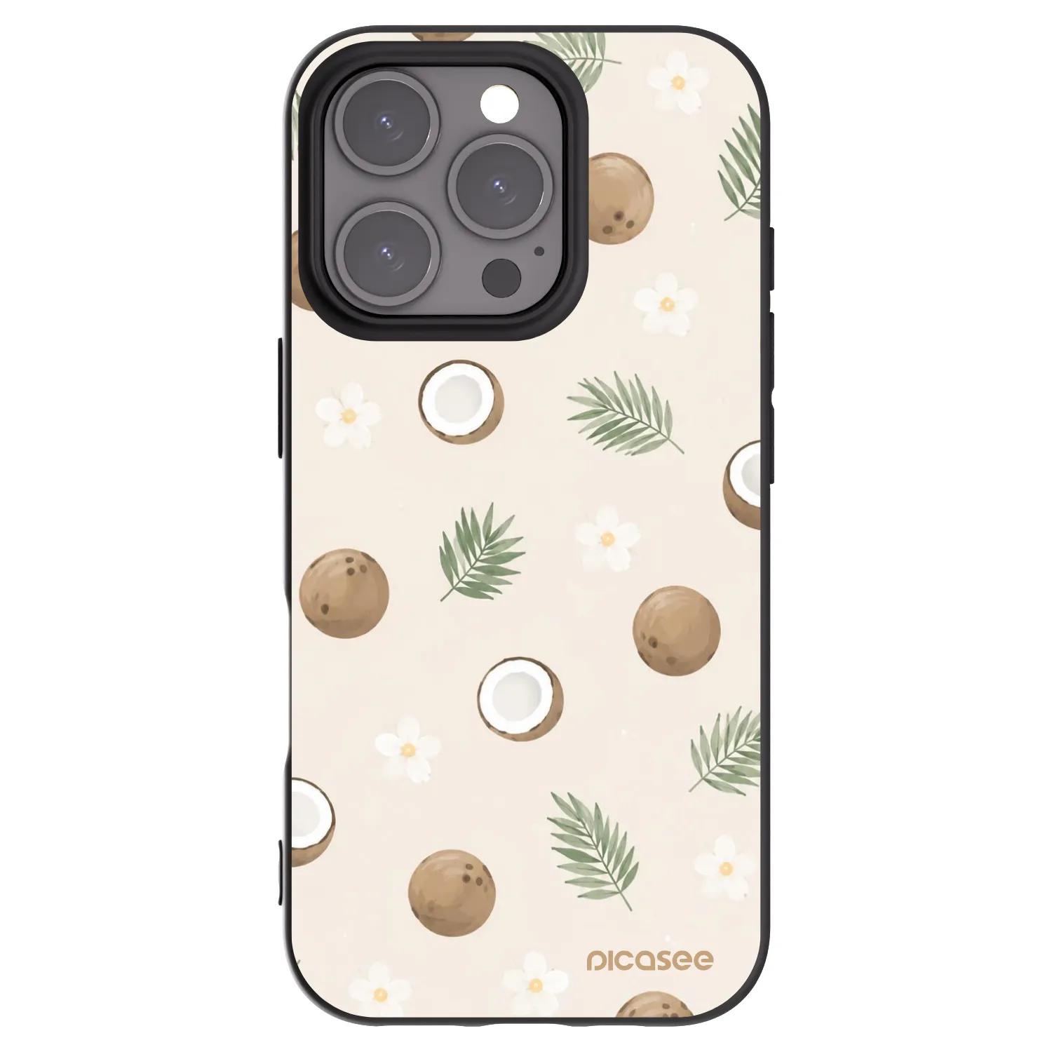 Picasee Apple iPhone 16 Pro Hülle - Schwarzes Silikon - Coconut Breeze