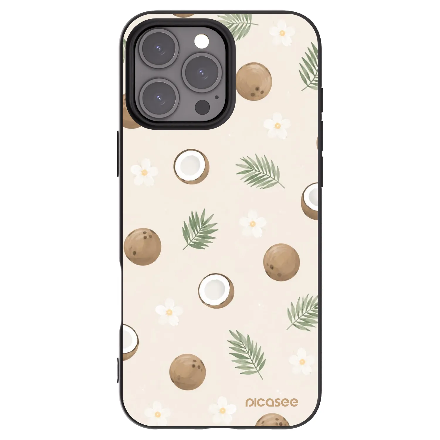 Picasee Apple iPhone 16 Pro Max Hülle - Schwarzes Silikon - Coconut Breeze