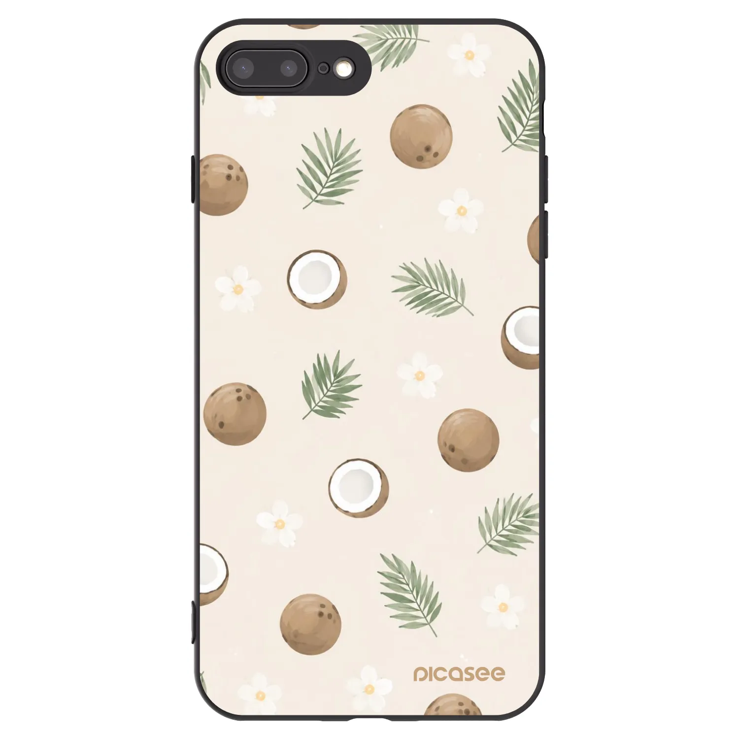 Picasee Apple iPhone 8 Plus Hülle - Schwarzes Silikon - Coconut Breeze