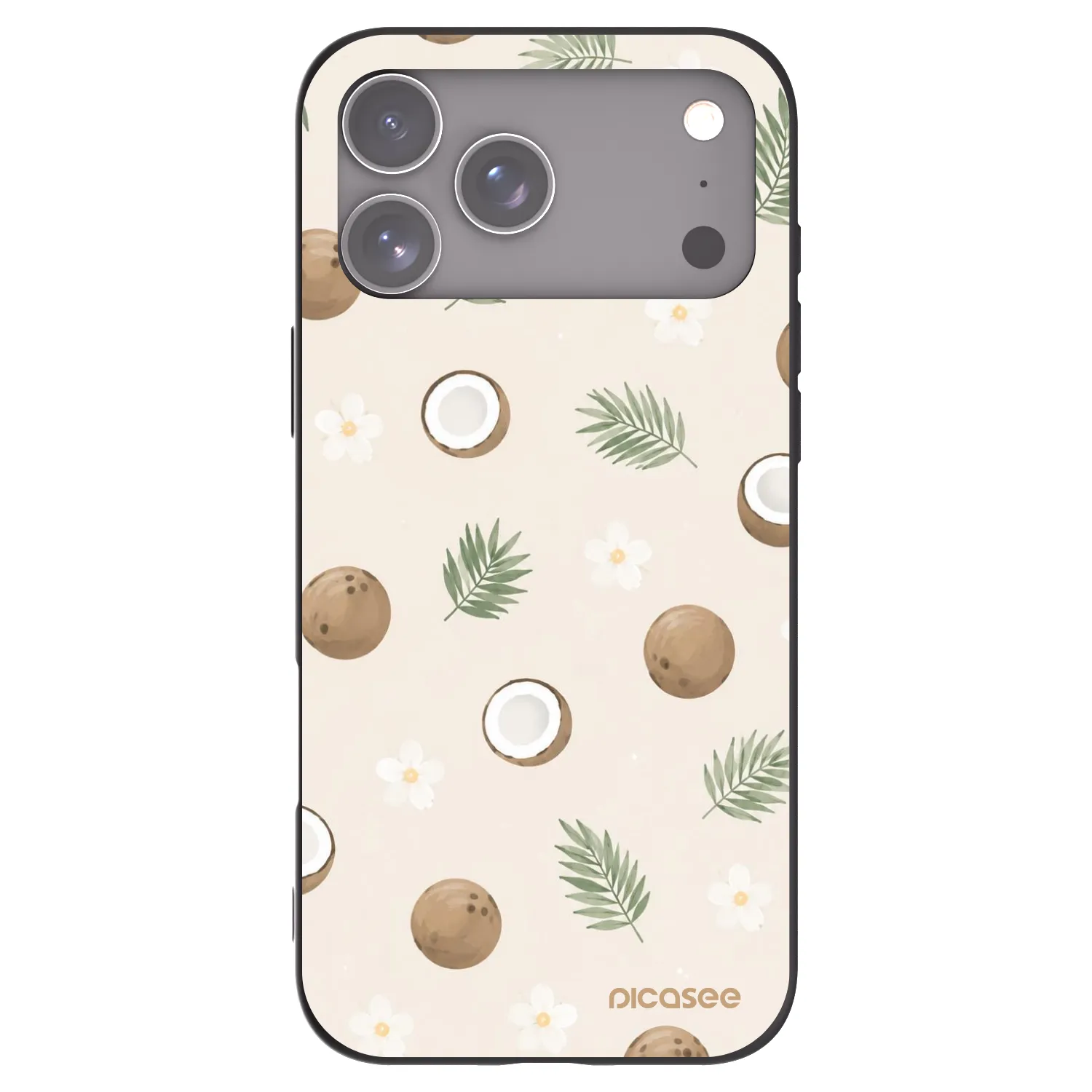 Picasee Apple iPhone 17 Pro Max Hülle - Schwarzes Silikon - Coconut Breeze