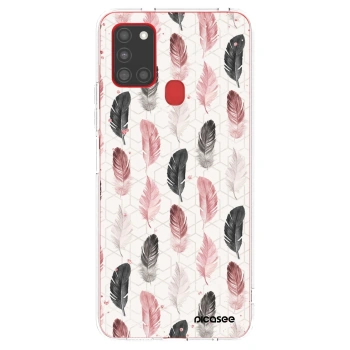 Picasee Samsung Galaxy A21s Hülle - Transparentes Silikon - Feder 2