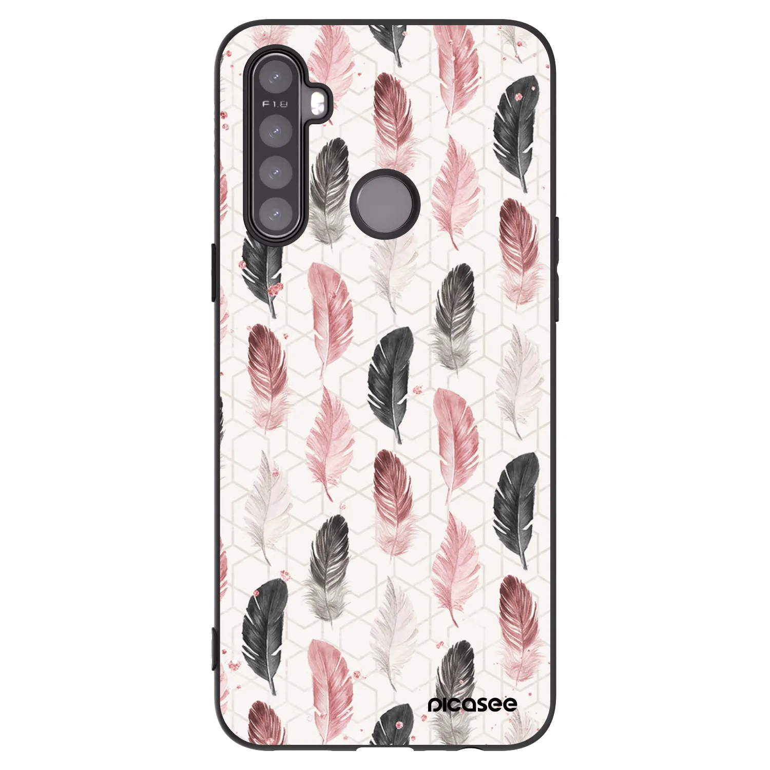 Picasee Realme 5 Hülle - Schwarzes Silikon - Feder 2