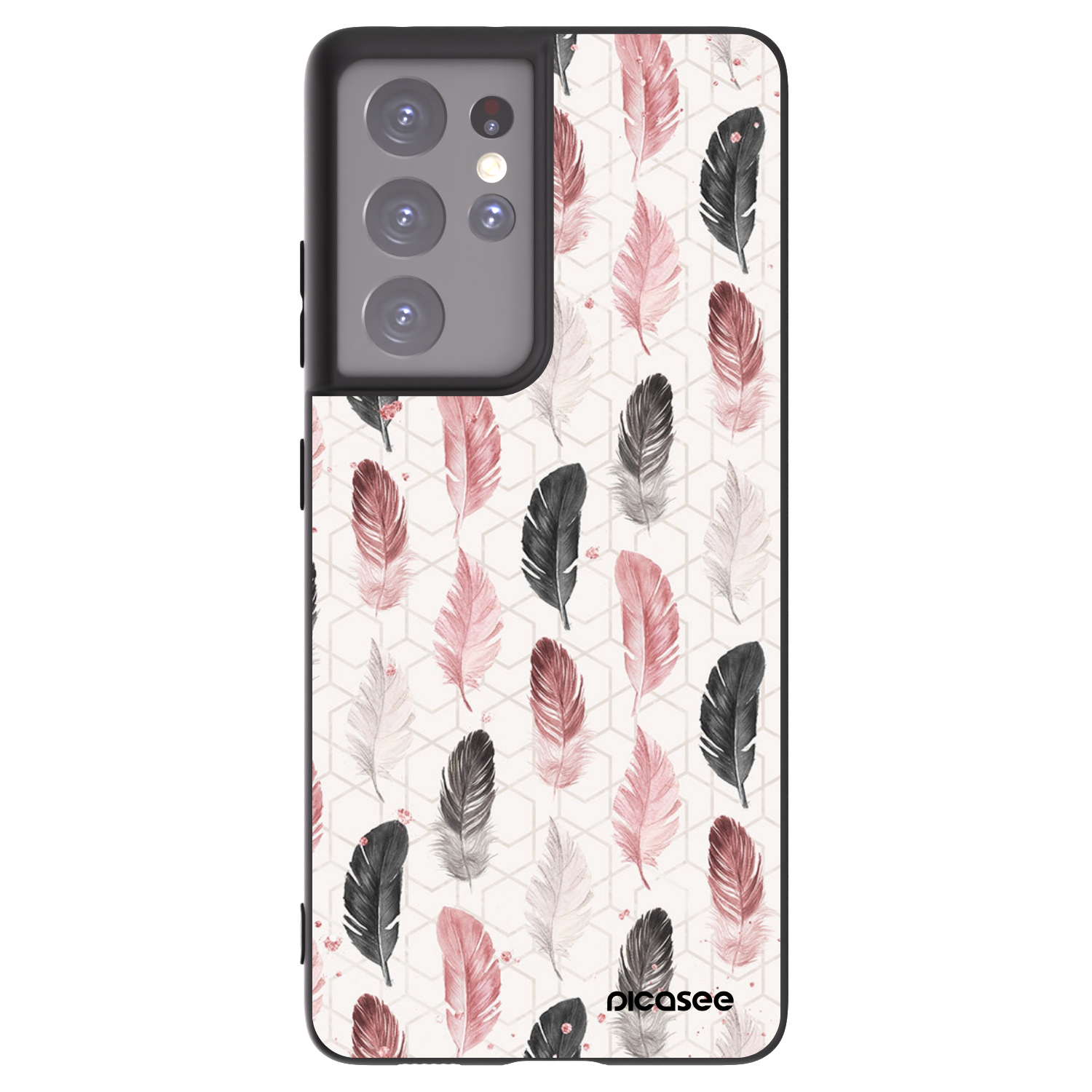 Picasee Samsung Galaxy S21 Ultra 5G G998B Hülle - Schwarzes Silikon - Feder 2