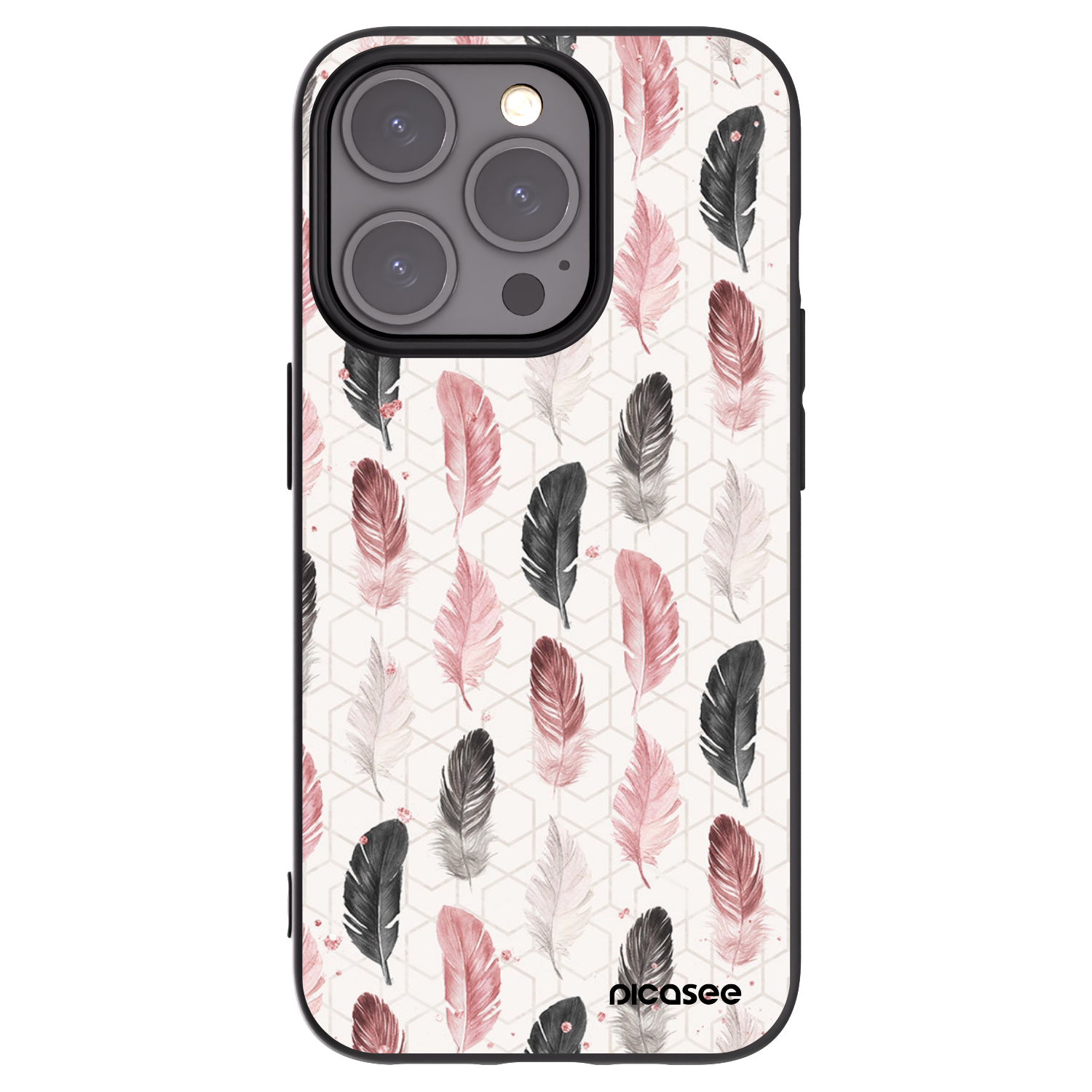 Picasee Apple iPhone 15 Pro Hülle - Schwarzes Silikon - Feder 2