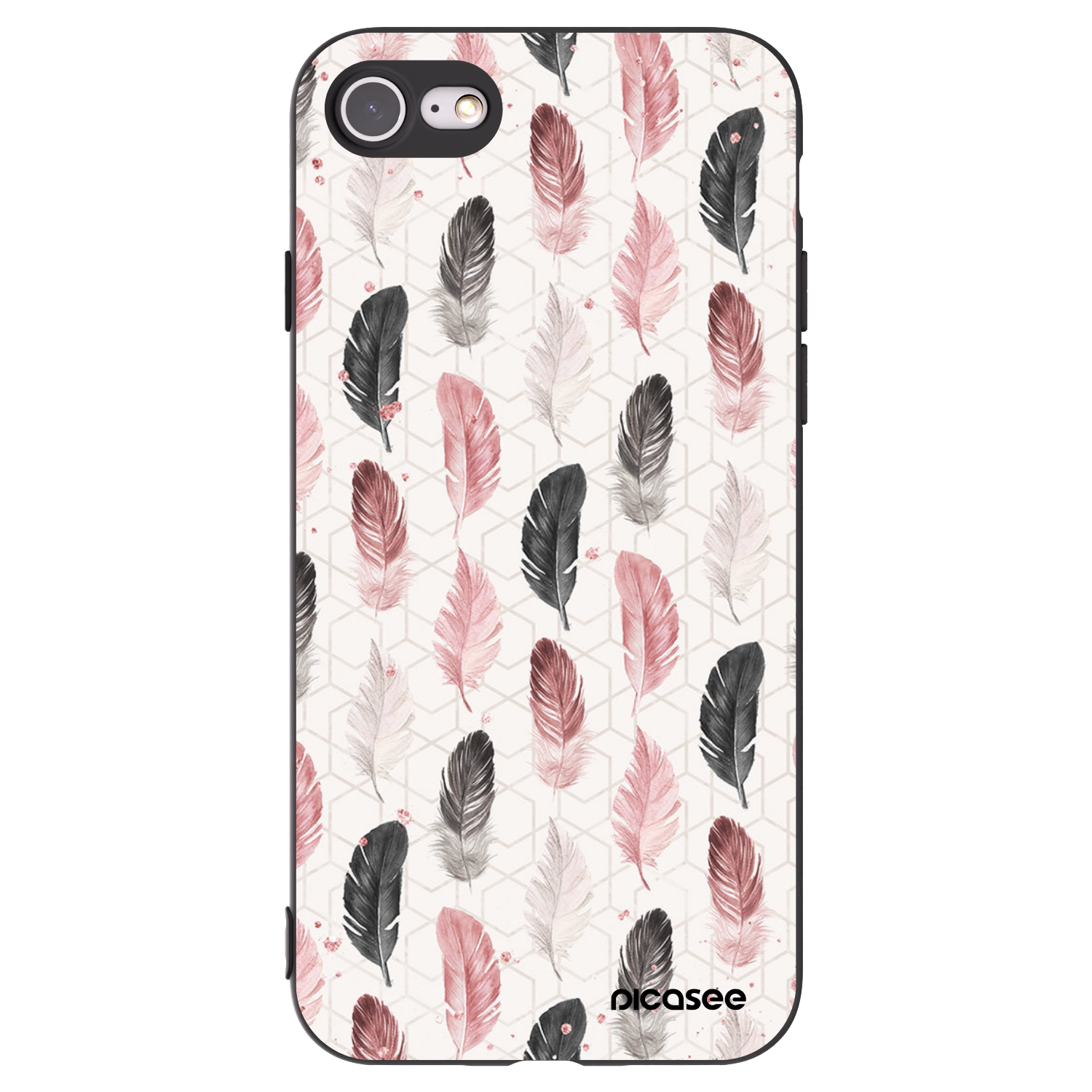 Picasee Apple iPhone 8 Hülle - Schwarzes Silikon - Feder 2