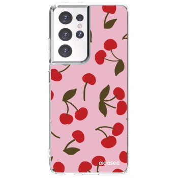 Picasee Samsung Galaxy S21 Ultra 5G G998B Hülle - Transparentes Silikon - Cherry