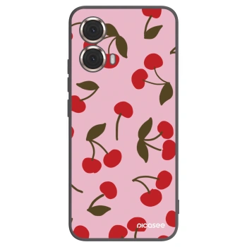Picasee Motorola Moto G85 Hülle - Schwarzes Silikon - Cherry