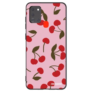 Picasee Samsung Galaxy A21s Hülle - Schwarzes Silikon - Cherry