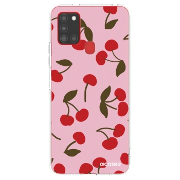 Picasee Samsung Galaxy A21s Hülle - Transparentes Silikon - Cherry