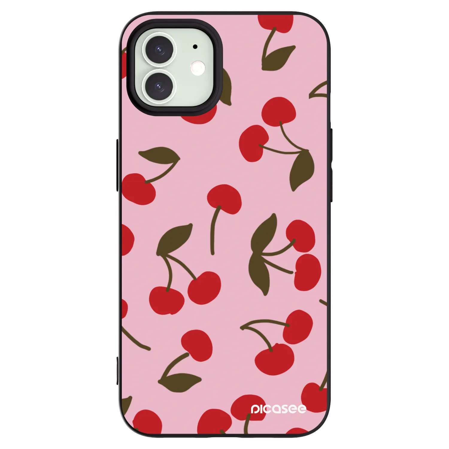Picasee Apple iPhone 12 Hülle - Schwarzes Silikon - Cherry
