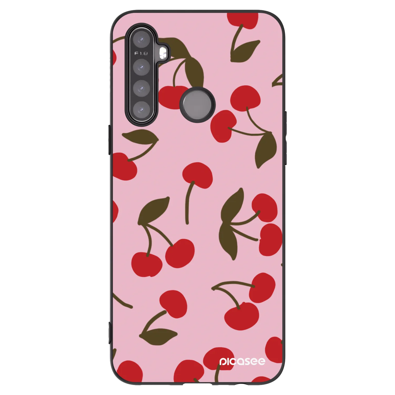 Picasee Realme 5 Hülle - Schwarzes Silikon - Cherry