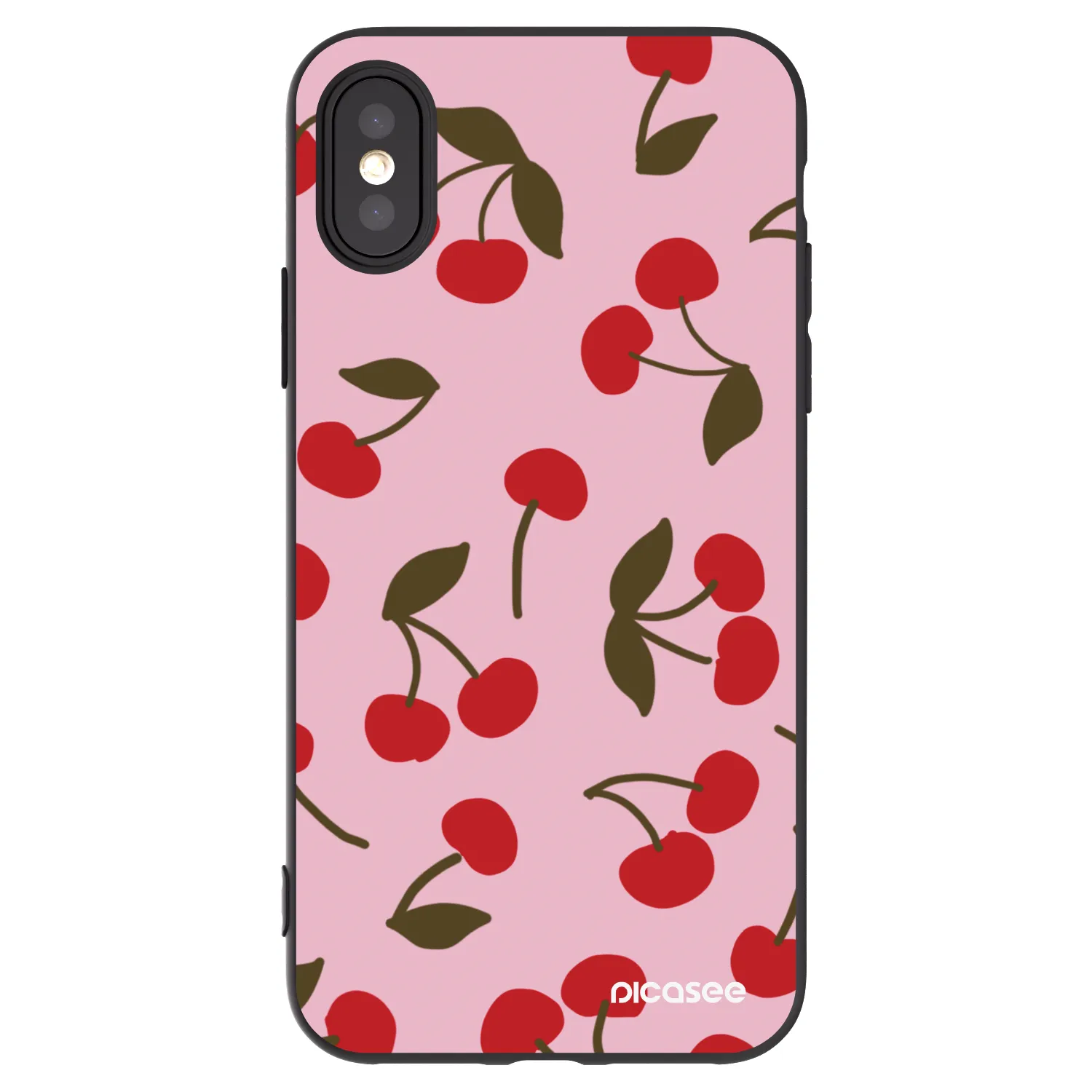 Picasee Apple iPhone X/XS Hülle - Schwarzes Silikon - Cherry