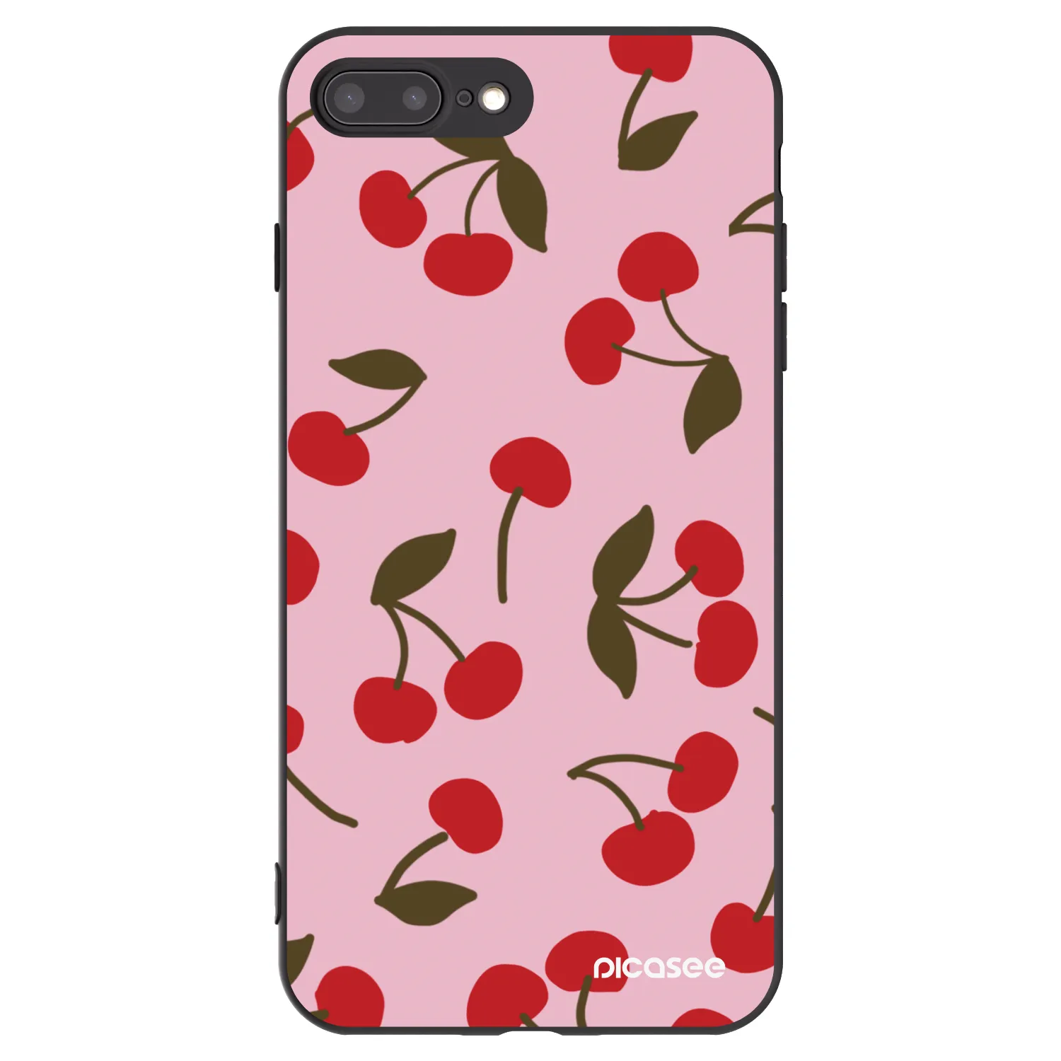 Picasee Apple iPhone 7 Plus Hülle - Schwarzes Silikon - Cherry