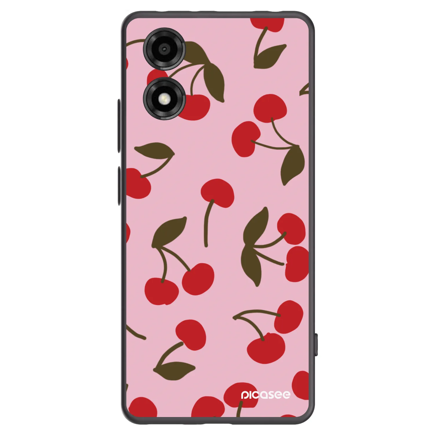 Picasee Motorola Moto E14 Hülle - Schwarzes Silikon - Cherry