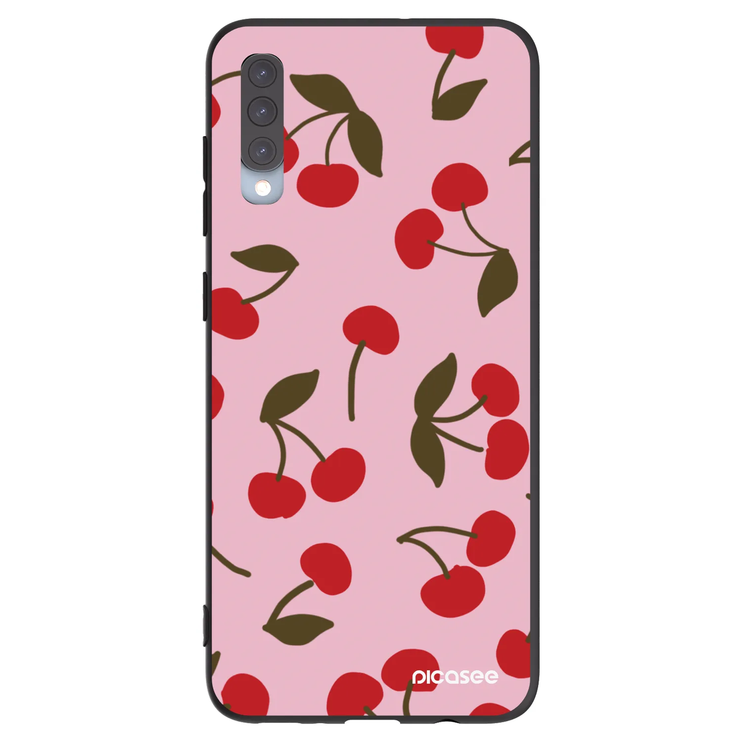 Picasee Samsung Galaxy A70 A705F Hülle - Schwarzes Silikon - Cherry