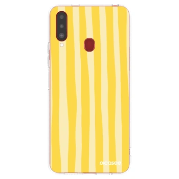 Picasee Samsung Galaxy A20s Hülle - Transparentes Silikon - Lines lemon