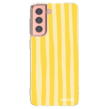 Picasee Samsung Galaxy S21 5G G991B Hülle - Transparentes Silikon - Lines lemon