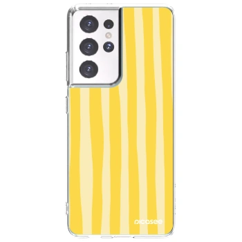 Picasee Samsung Galaxy S21 Ultra 5G G998B Hülle - Transparentes Silikon - Lines lemon