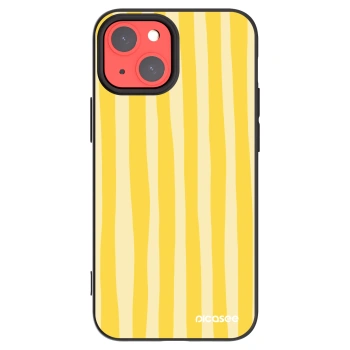 Picasee Apple iPhone 13 mini Hülle - Schwarzes Silikon - Lines lemon