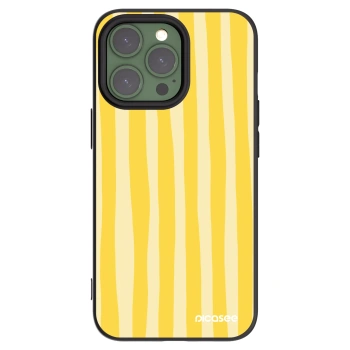 Picasee Apple iPhone 13 Pro Hülle - Schwarzes Silikon - Lines lemon