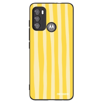 Picasee Motorola Moto G60 Hülle - Schwarzes Silikon - Lines lemon