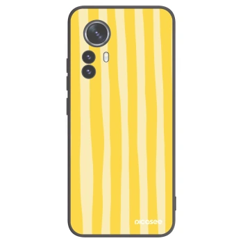 Picasee Xiaomi 12 Pro Hülle - Schwarzes Silikon - Lines lemon