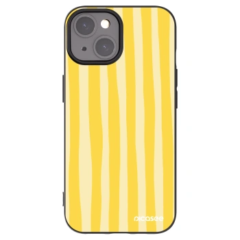 Picasee Apple iPhone 15 Hülle - Schwarzes Silikon - Lines lemon