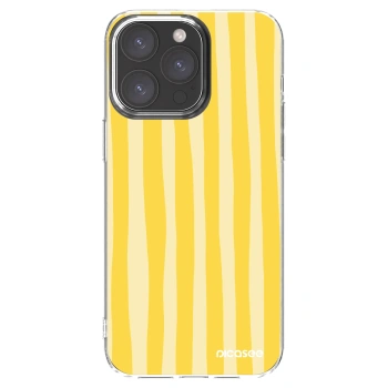 Picasee Apple iPhone 15 Pro Max Hülle - Transparentes Silikon - Lines lemon