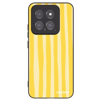 Picasee Xiaomi 14 Hülle - Schwarzes Silikon - Lines lemon