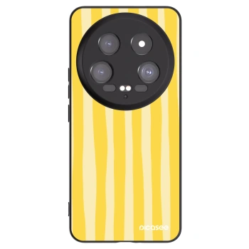 Picasee Xiaomi 14 Ultra Hülle - Schwarzes Silikon - Lines lemon